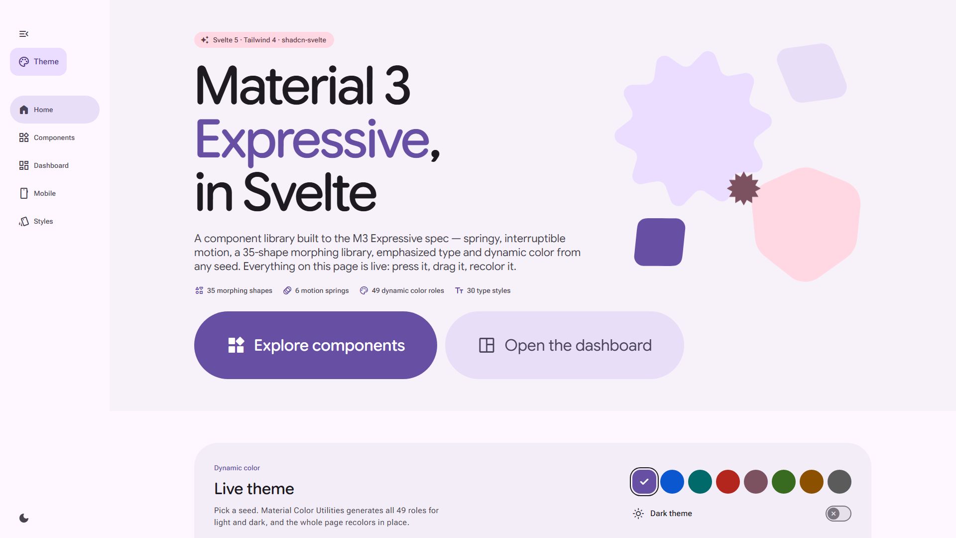material-expressive-svelte home page