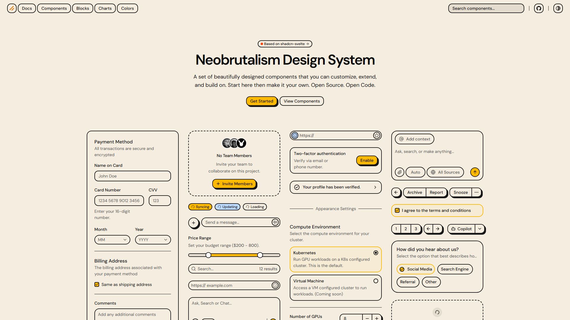 neobrutalism-svelte home page